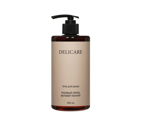 Гель для душа DELICARE парфюмированный, розовый перец, ветивер, пачули, 500 мл